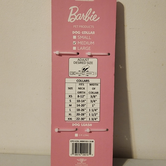 Barbie Pink Medium Size Dog Leash And Collar - Picture 3 of 7